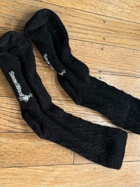 Smartwool Black Cable-Knit Wool Socks